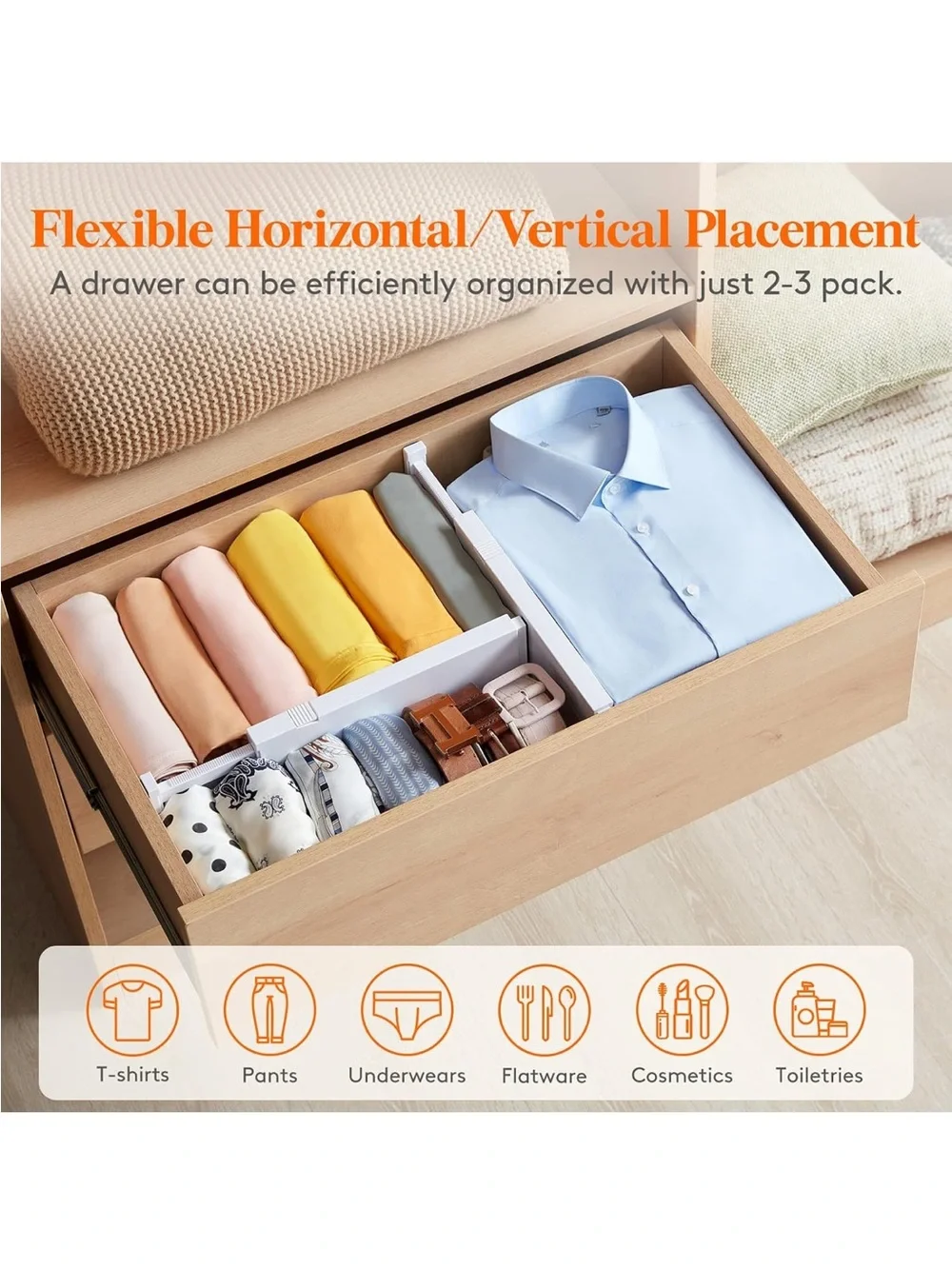 NEW Lifewit 8 Pack Drawer Divider Adjustable 4